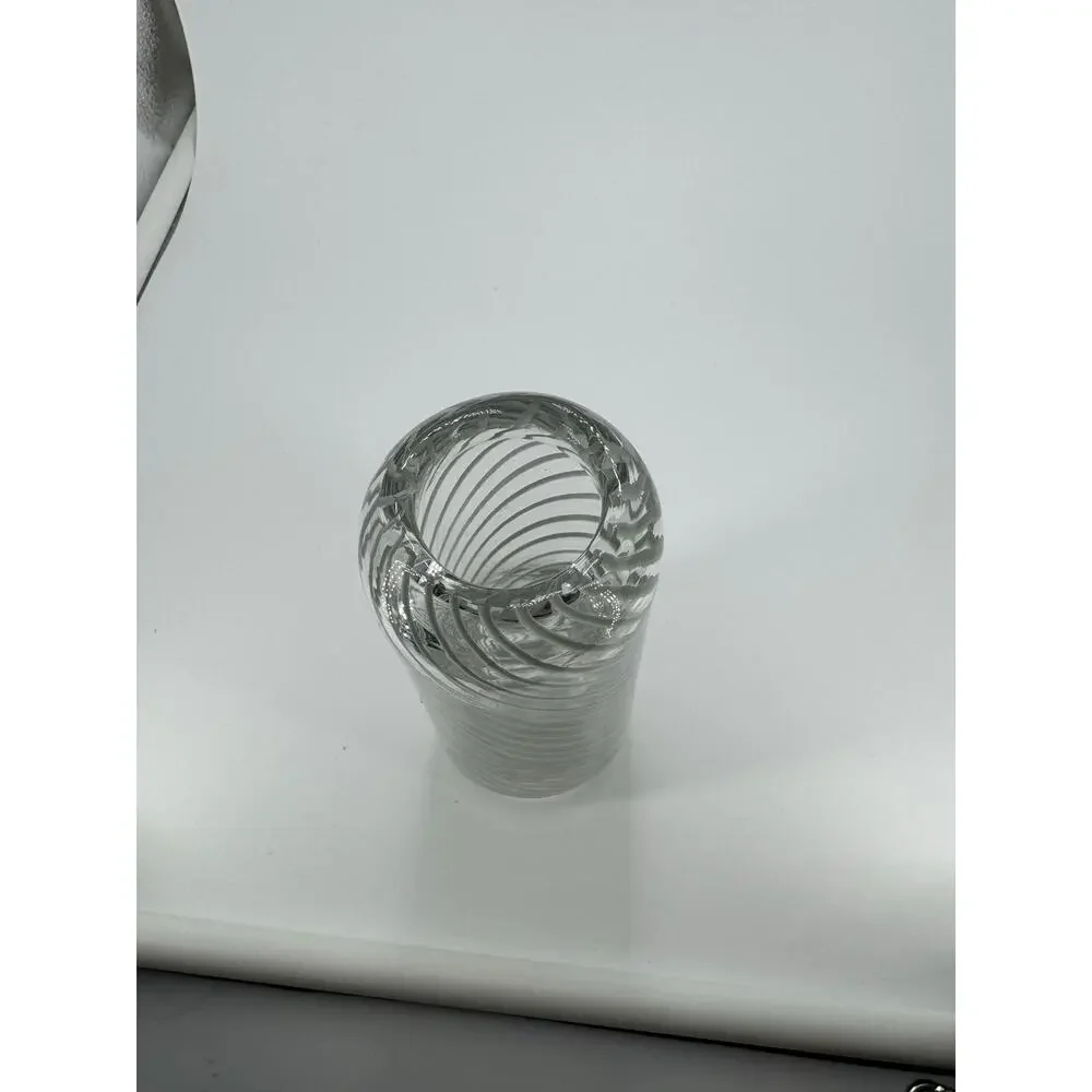 Zodiac Chantilly Gray/Green Swirls Hand Blown Glass Vase 6”